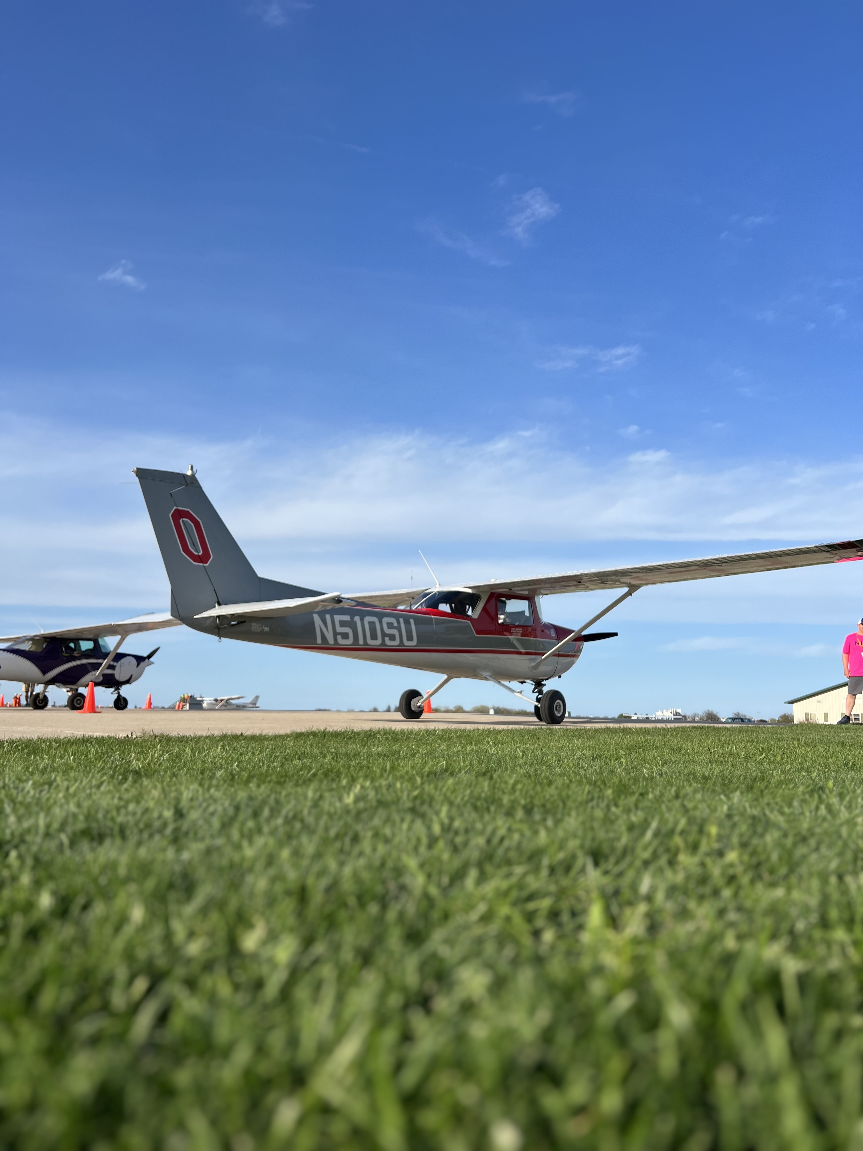 The N51OSU plane parked on the runway