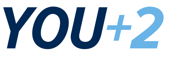 text that reads you plus two