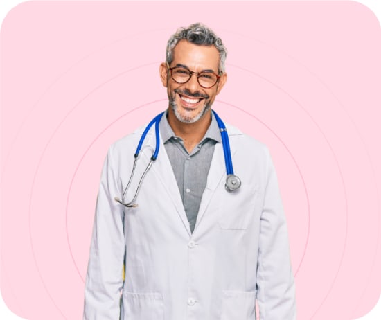 A doctor smiling
