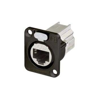 RJ45 "D"ChassisCAT6A, shielded, feedthrough, Sort