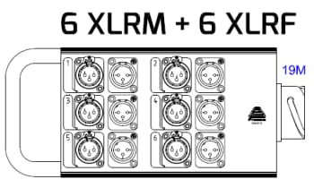 LK19-M, Stagebox m/6x XLRM+XLRF linket