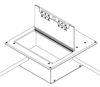 GulvBoks f/nedf. 8x"D" hull-sidestillt,2x 230V,92mm dyp,Sort