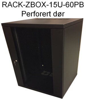 Rackskap 19" 15U Z-box D=60 Perforert metall dør, sort