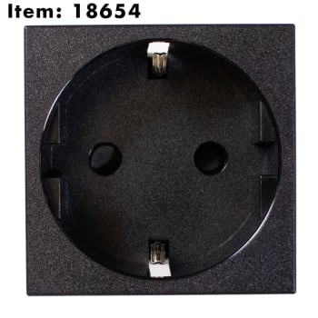 Schuko16A/250V 45mm Sort