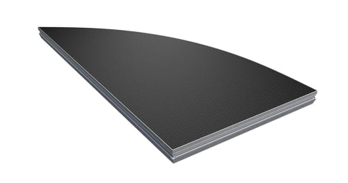 Sceneel. STANDARD 1/4 sirkel 2x1 høyre, HEX Plywood top