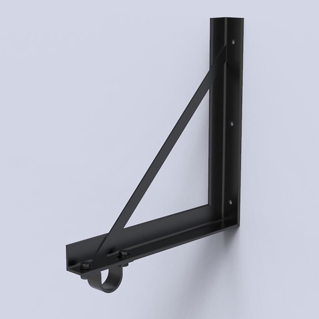 Veggbrakett for Ø50mm rør,S355 stål, sort. ELL 125Kg