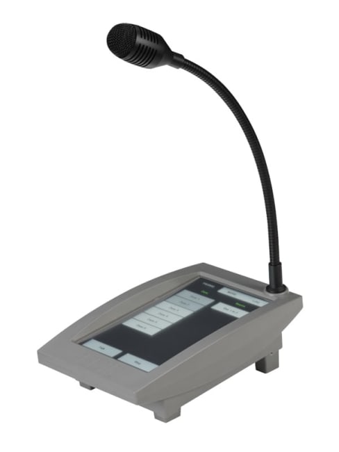 Touchscreen console with gooseneck f/paging