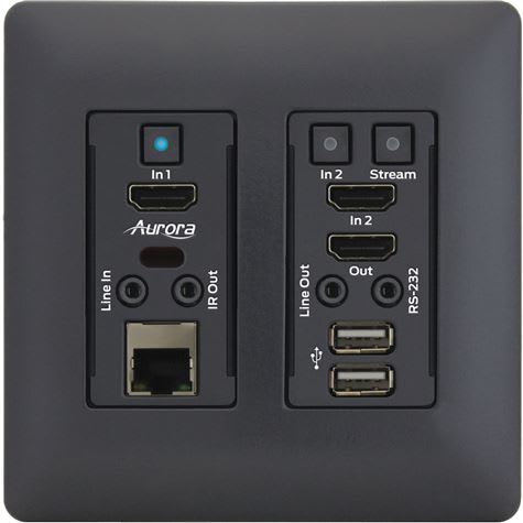 Veggpanel Transciever 1G 2x HDMI RS232 USB IR Sort