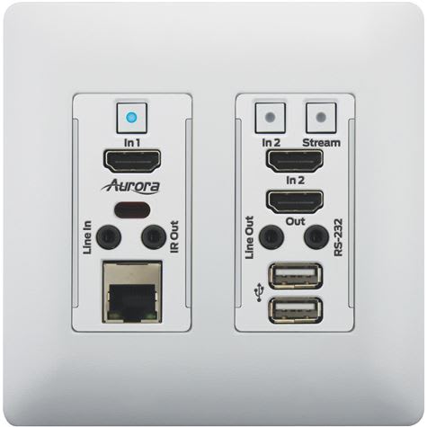 Veggpanel Transciever 1G 2x HDMI RS232 USB IR Hvit