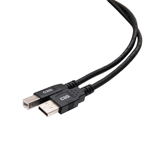 USB 2.0 A/B Kabel, Sort,3m
