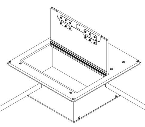 GulvBoks f/nedf. 8x"D" hull-sidestillt,2x 230V,92mm dyp,Sort