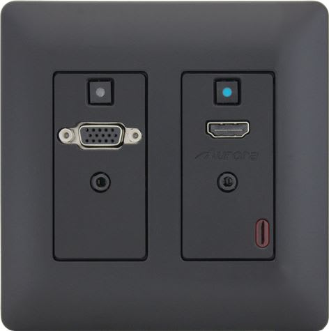 Veggpanel HDBaseT Tx VGA HDMI LAN USB Hub UHD Sort