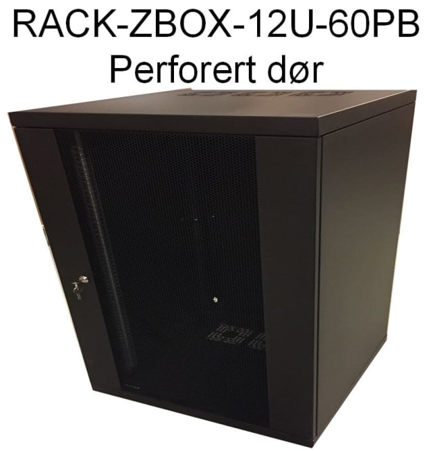 Rackskap 19" 12U Z-box D=60 Perforert metall dør, sort