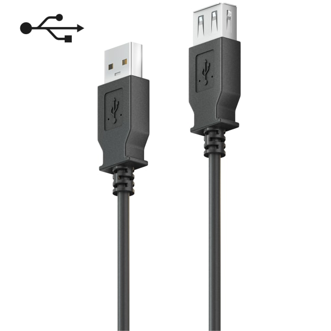 USB 2.0 Forlenger A Male -A Female - black - 1,80m, sort