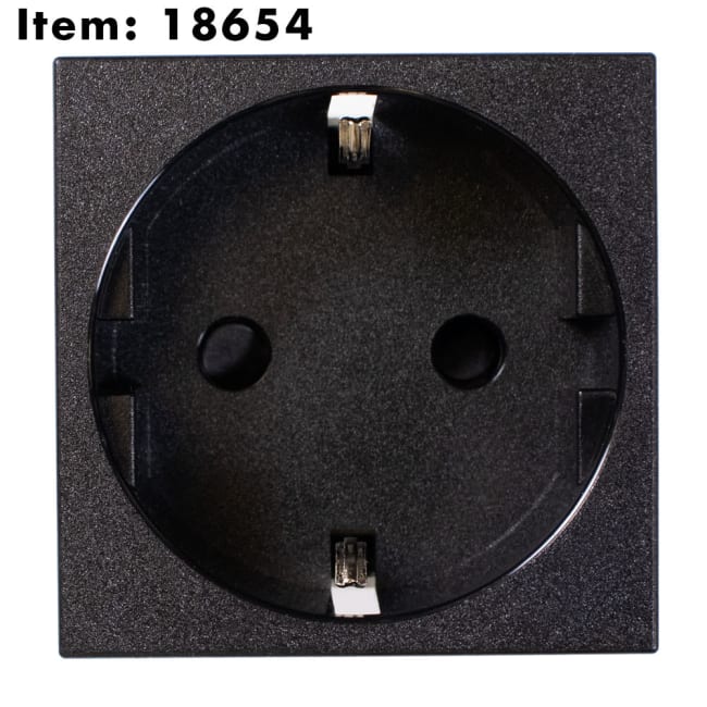 Schuko16A/250V 45mm Sort