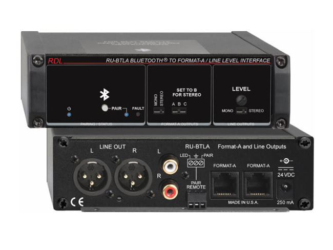Bluetooth Audio Interface, Format-A & Line Outputs,XLR & RCA