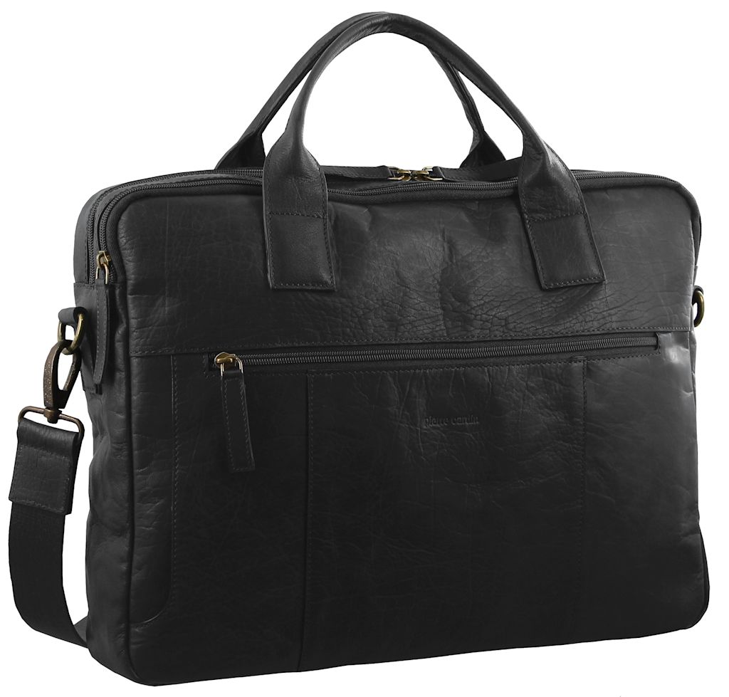 Pierre Cardin Genuine Leather 39cm Computer Bag Smart Sleeve Black