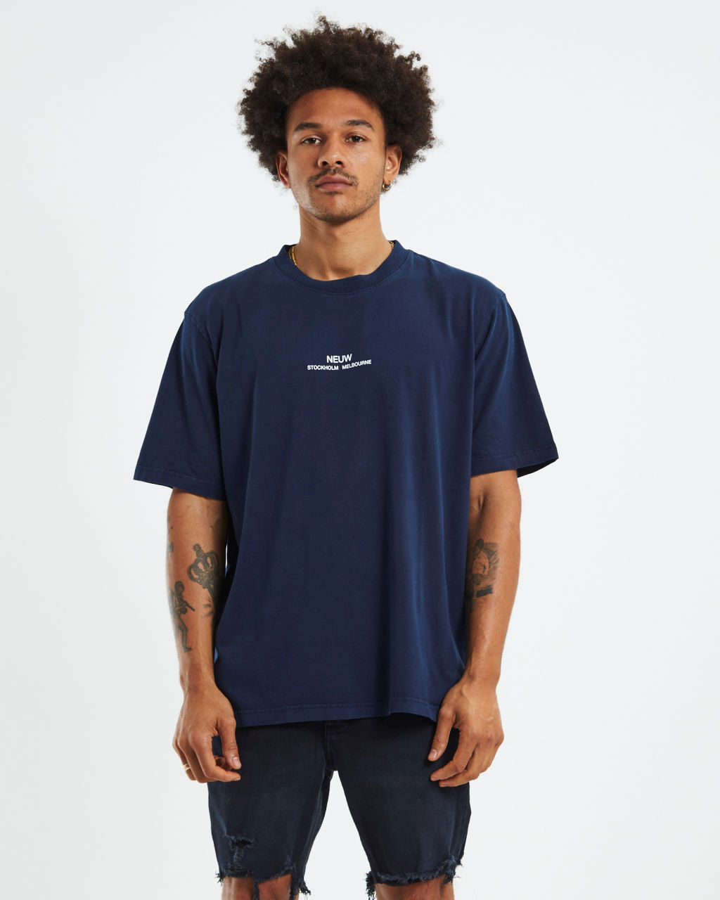 Neuw Samo Logo T Shirt French Navy | General Pants | Shop online at ...