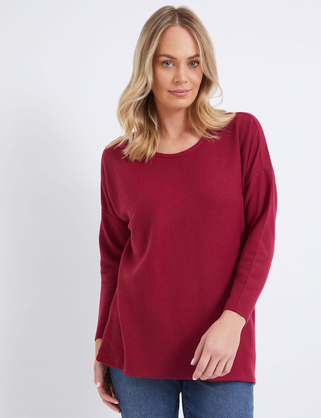 RIVERS Womens Tops Long Sleeve Soft Touch Ribbed Top ONEWOMAN