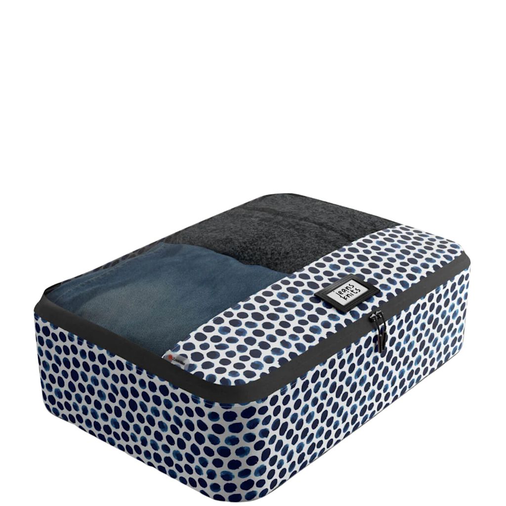 Zoomlite Sustainable Designer Printed Packing Cube Large Indigo Dots