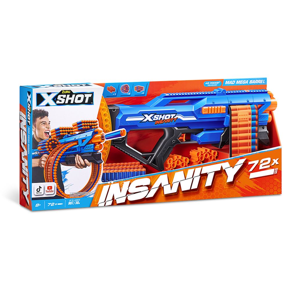 ZURU Zuru XShot Insanity Mega Barrel Blaster Toy Gun w/ 72 Darts Kids