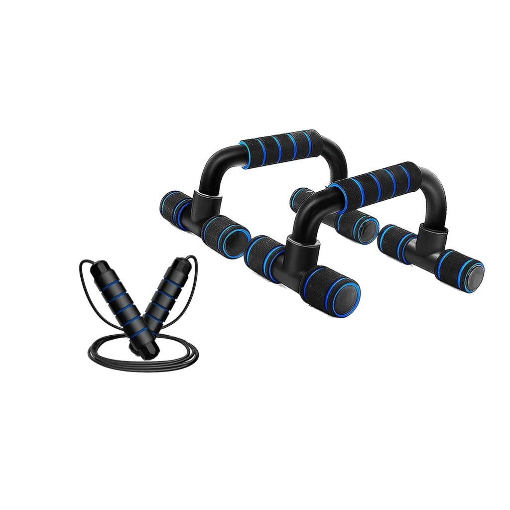 VERPEAK Push Up Bar and Jump Rope Bundle Home Gym Muscle Workout