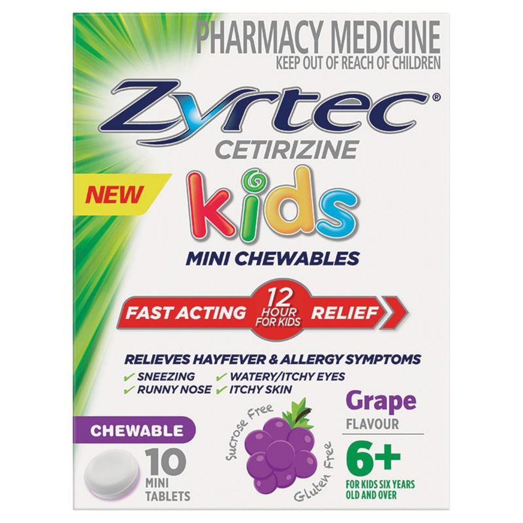 Zyrtec Kids Chewable Grape 10 Tablets Pharmacy Junction Shop online