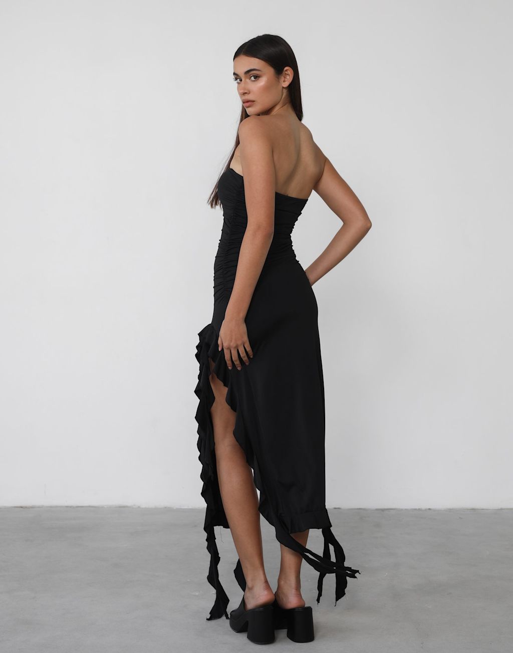 Rendezvous Strapless Dress (Licorice) - By Lioness | Charcoal | Shop