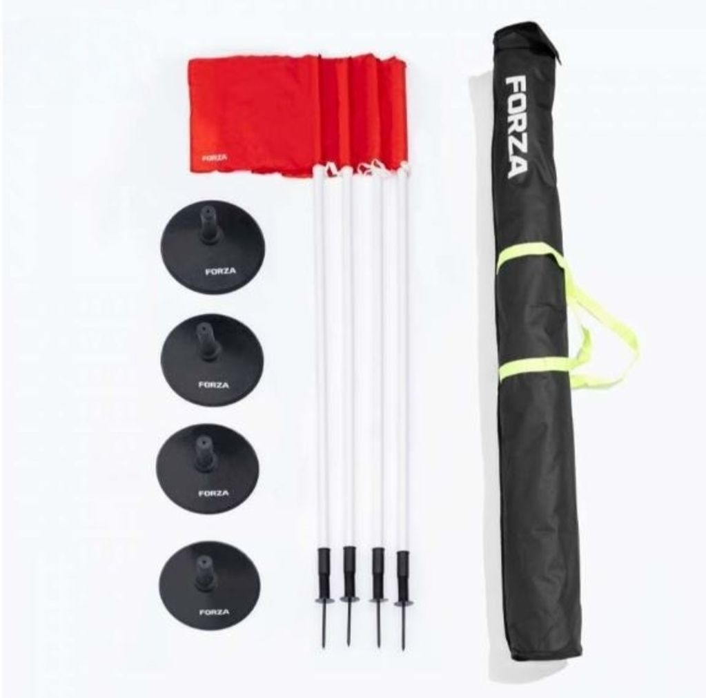FORZA Astroturf Corner Flags, Pole & Base Set Without Carry Bag