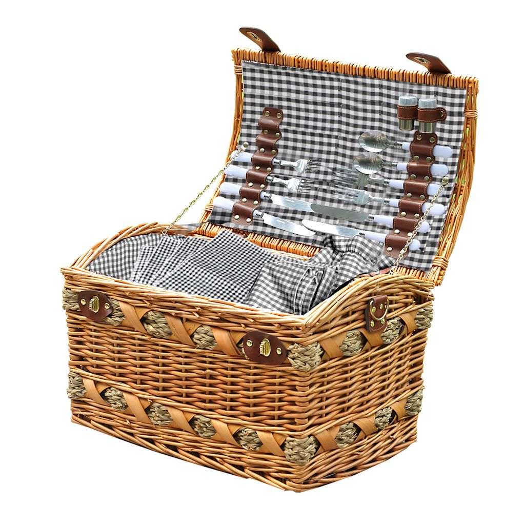 Traderight Group 4 Person Picnic Basket Baskets Set Outdoor Deluxe Willow Gift Storage Carry
