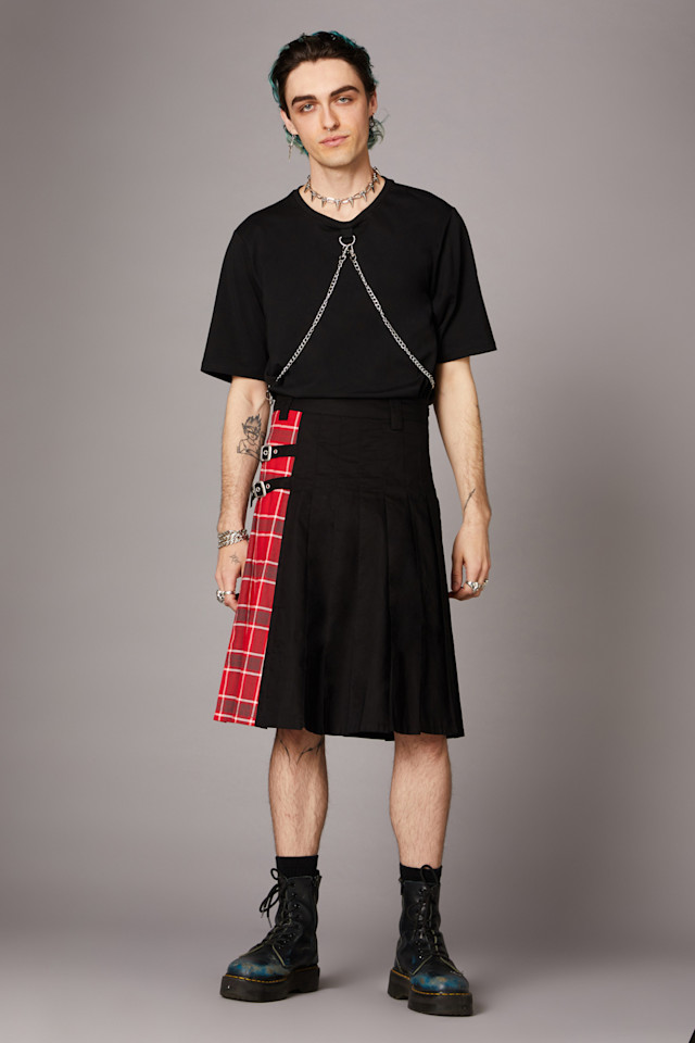 Dangerfield Black Friday Punk Red Tartan Unisex Skirt In Black Red Westfield Direct