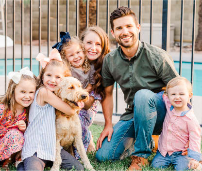 Family of with a dog