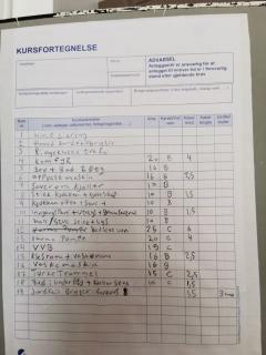 Kursfortegnelse