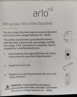 Arlo Doorbell Instructions