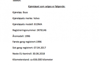 Info om kju00f8retu00f8yet, gjengitt i kontrakten mellom selger og kju00f8per.