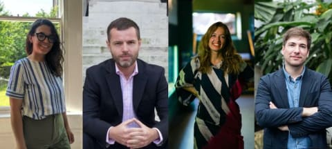 Portrait images from left to right of Manuela Moscoso, Rafal Niemojewski, Filipa Ramos, Martin Guinard