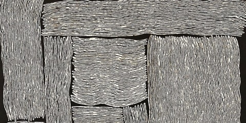 Black and white print with blocks of lines