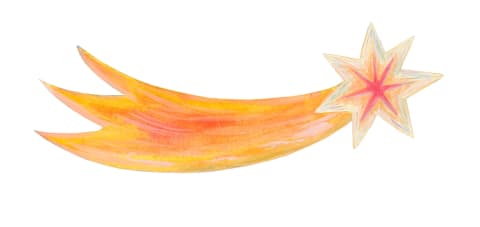 A drawing of a shooting star or comet.