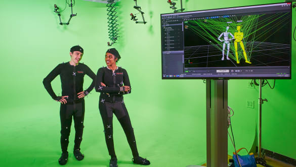 Students working in the BFA Computer Art Green Screen Studio.