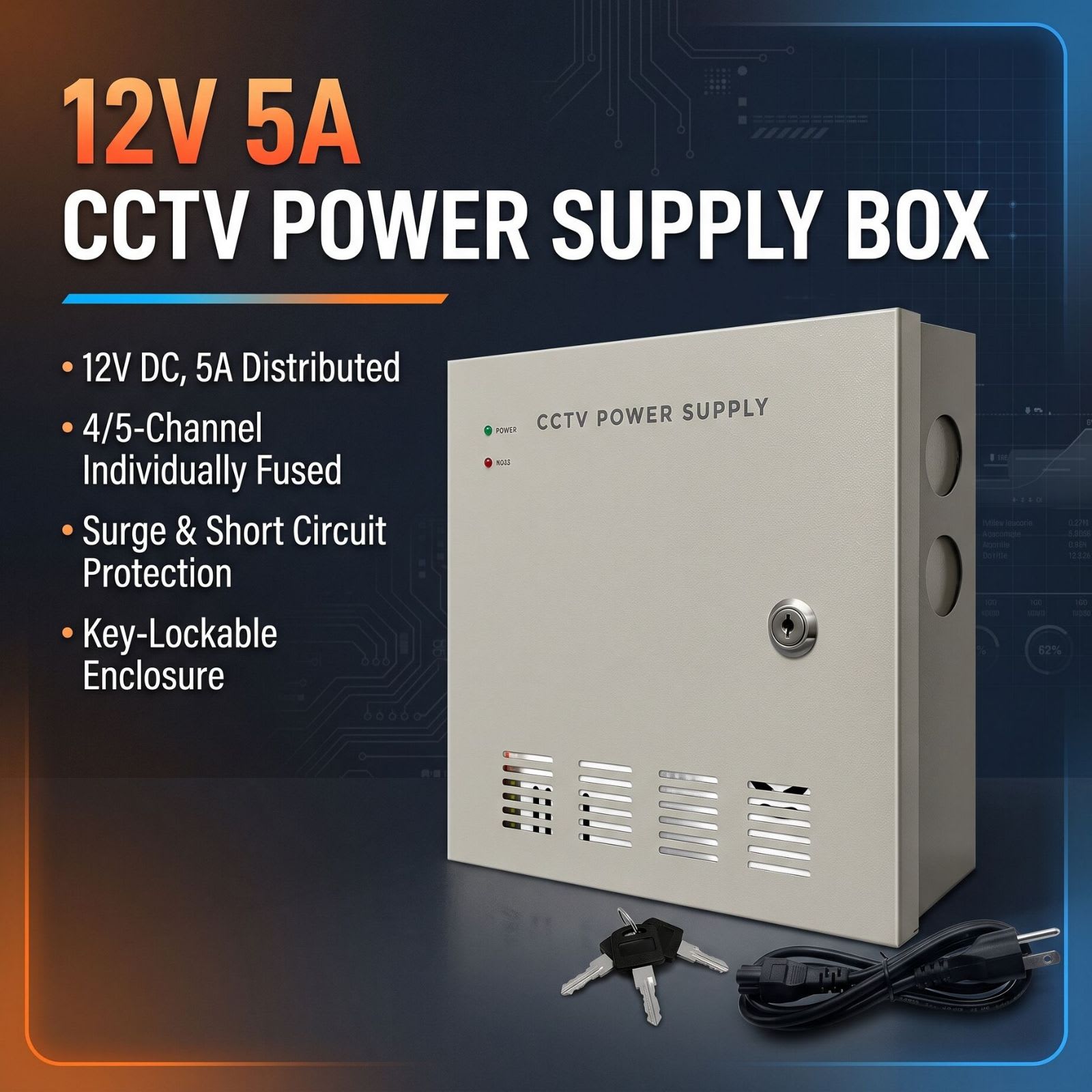 12V 5A CCTV Power Supply Box