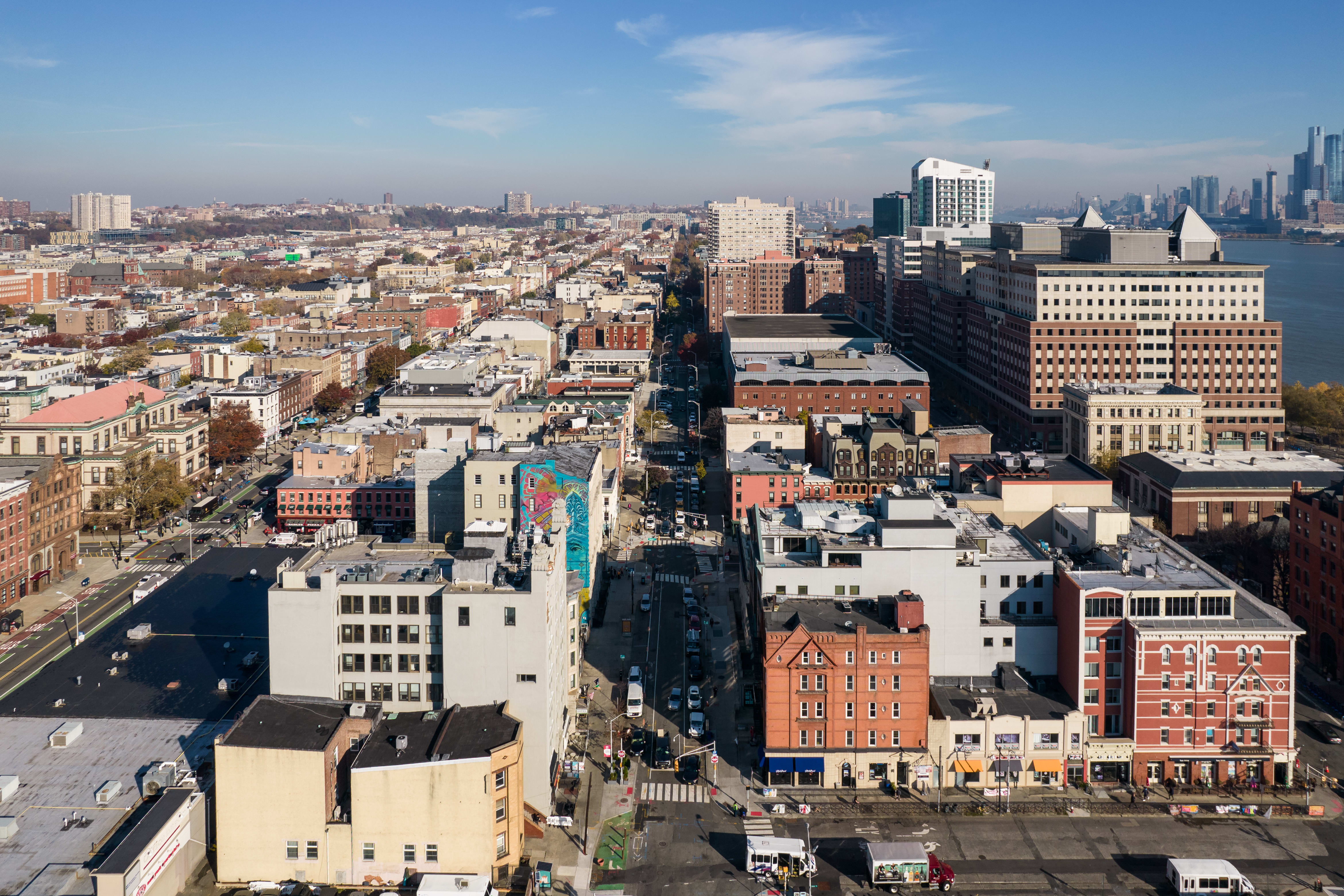 Aerial View of Hudson Street North, Hoboken, NJ