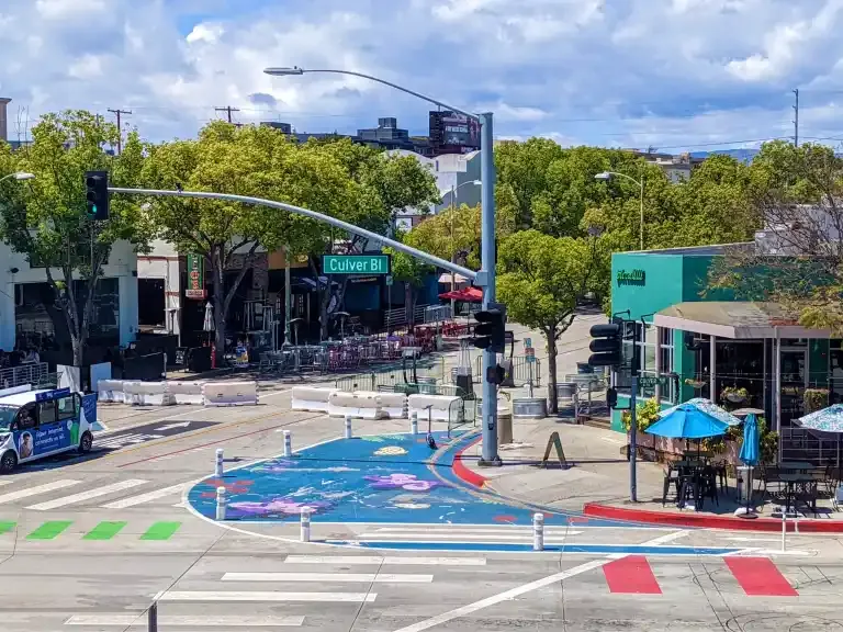 Downtown Culver City bike, walk, and bus lanes