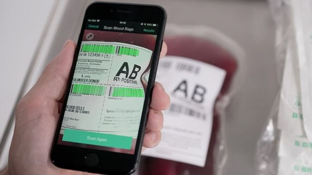 scan blood bag with smartphone