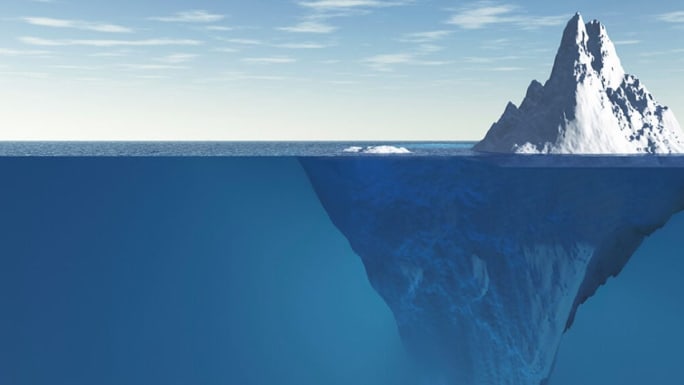 iceberg on surface and underwater
