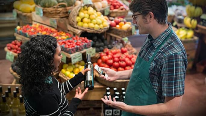 worker explaining to customer