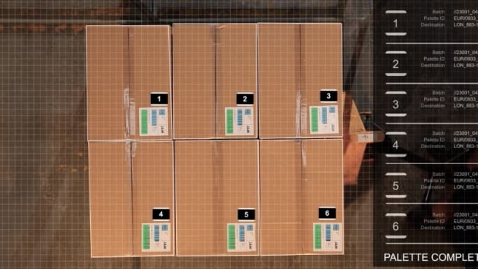 organizing boxes on pallet