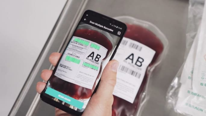 scanning multiple barcodes on blood bags