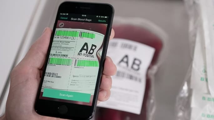 scan blood bag with smartphone