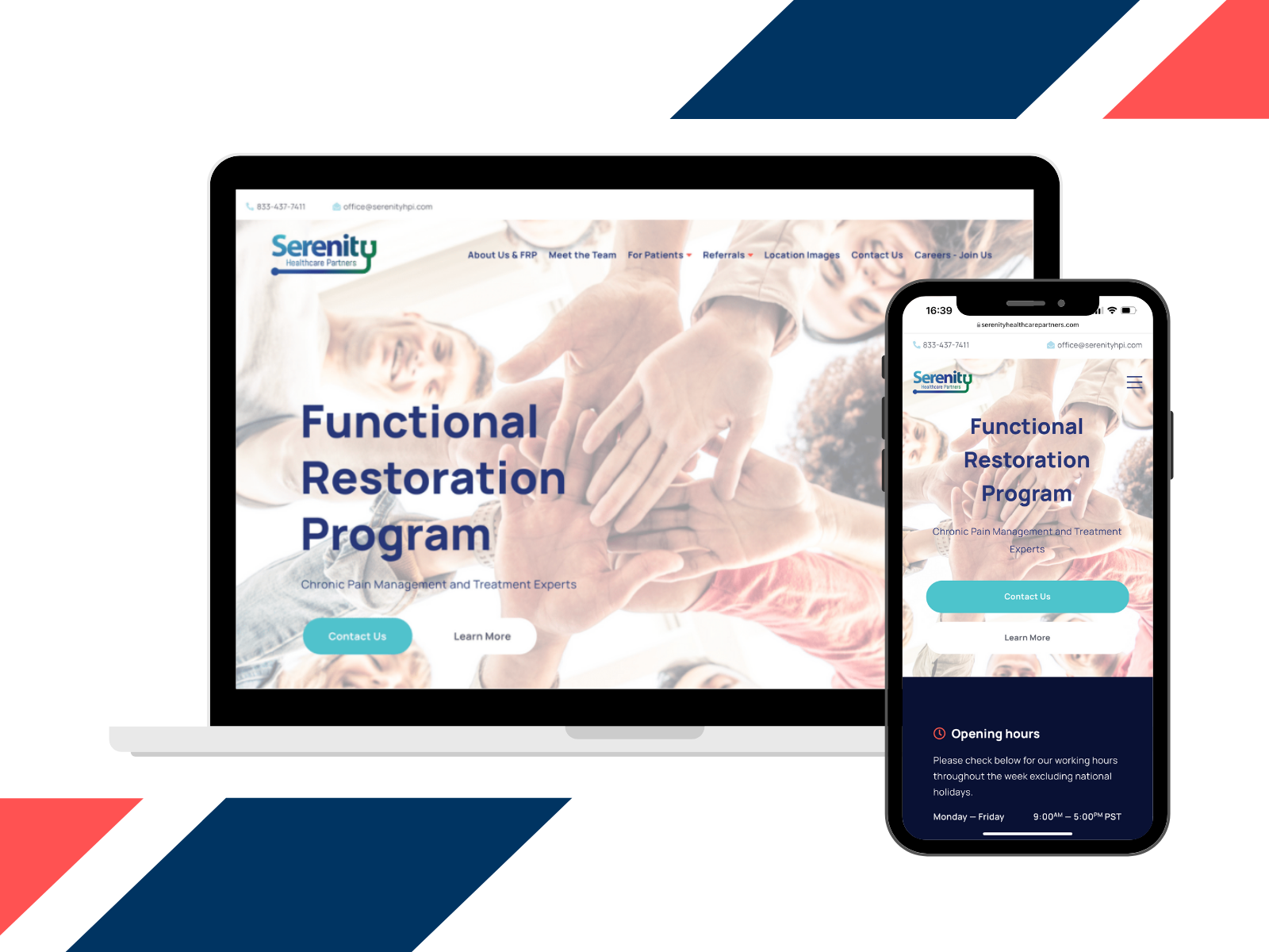 Serenity Healthcare Partners website preview MacBook and iPad