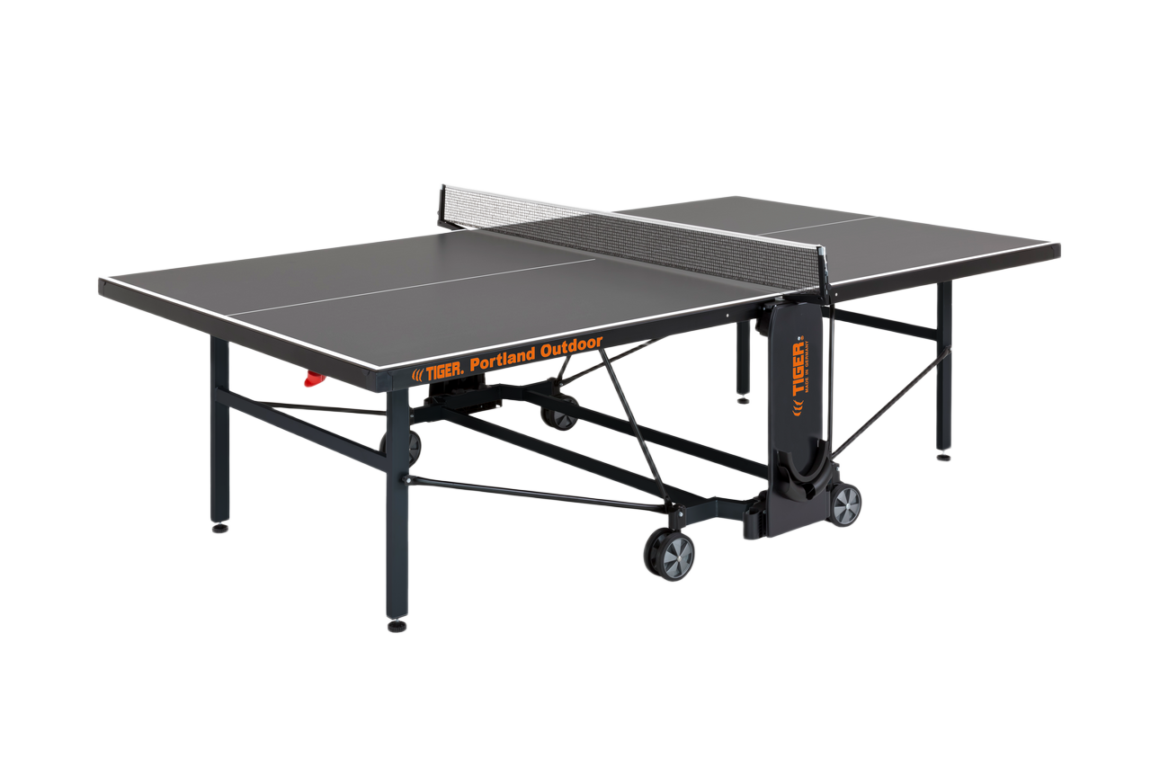 Tiger Portland Outdoor PingPong table in black and grey.